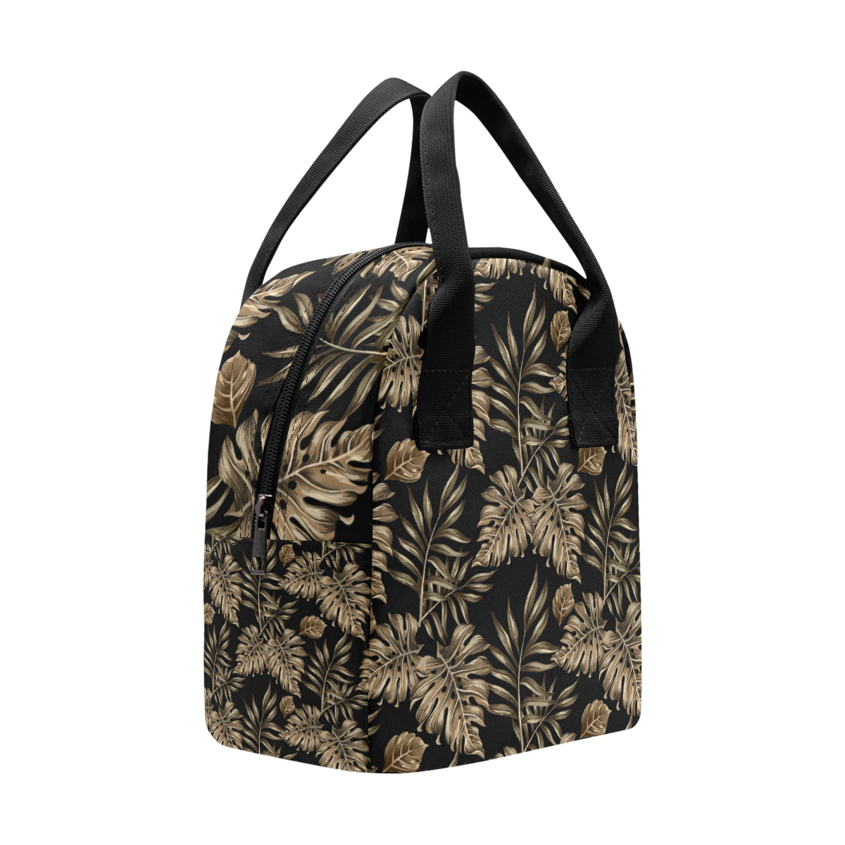 Brown Tropical Palm Leaves Insulated Lunch Bag
