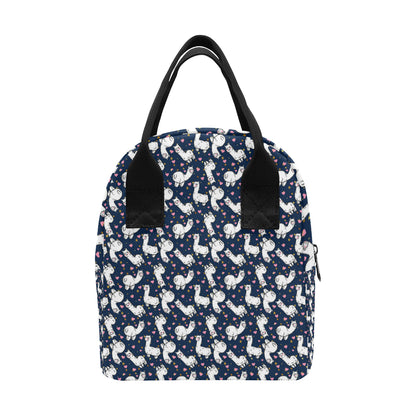Alpaca Heart Star Design Themed Print Insulated Lunch Bag