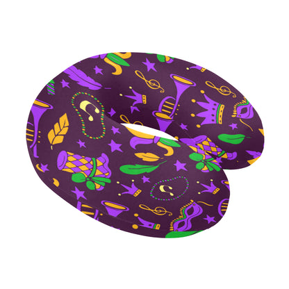 Mardi Gras Pattern Print Design 08 U-Shaped Travel Neck Pillow