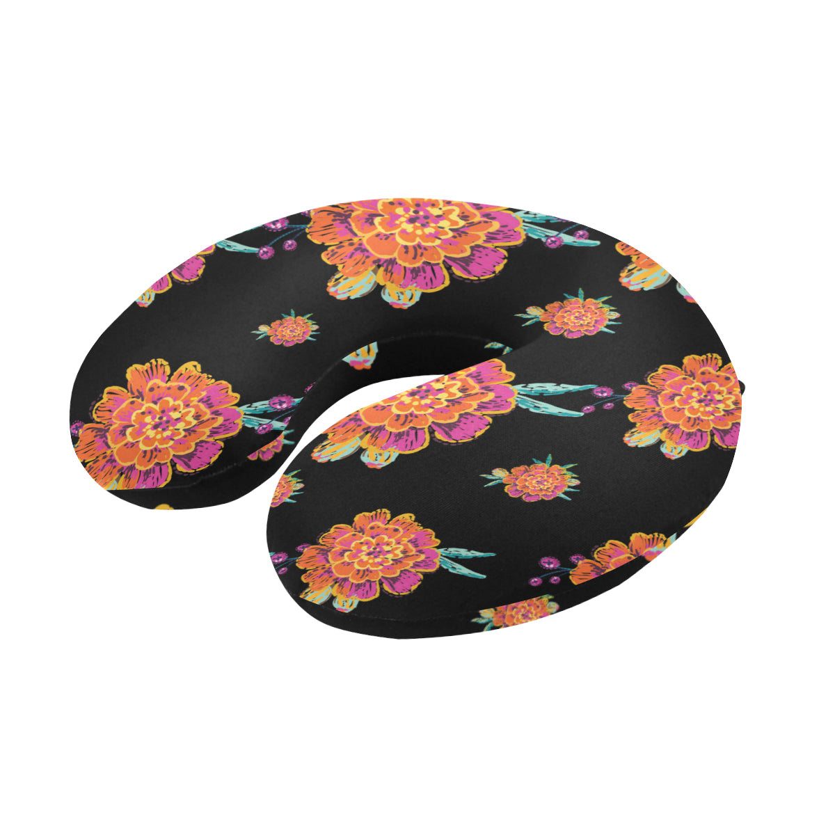 Marigold Pattern Print Design 01 U-Shaped Travel Neck Pillow