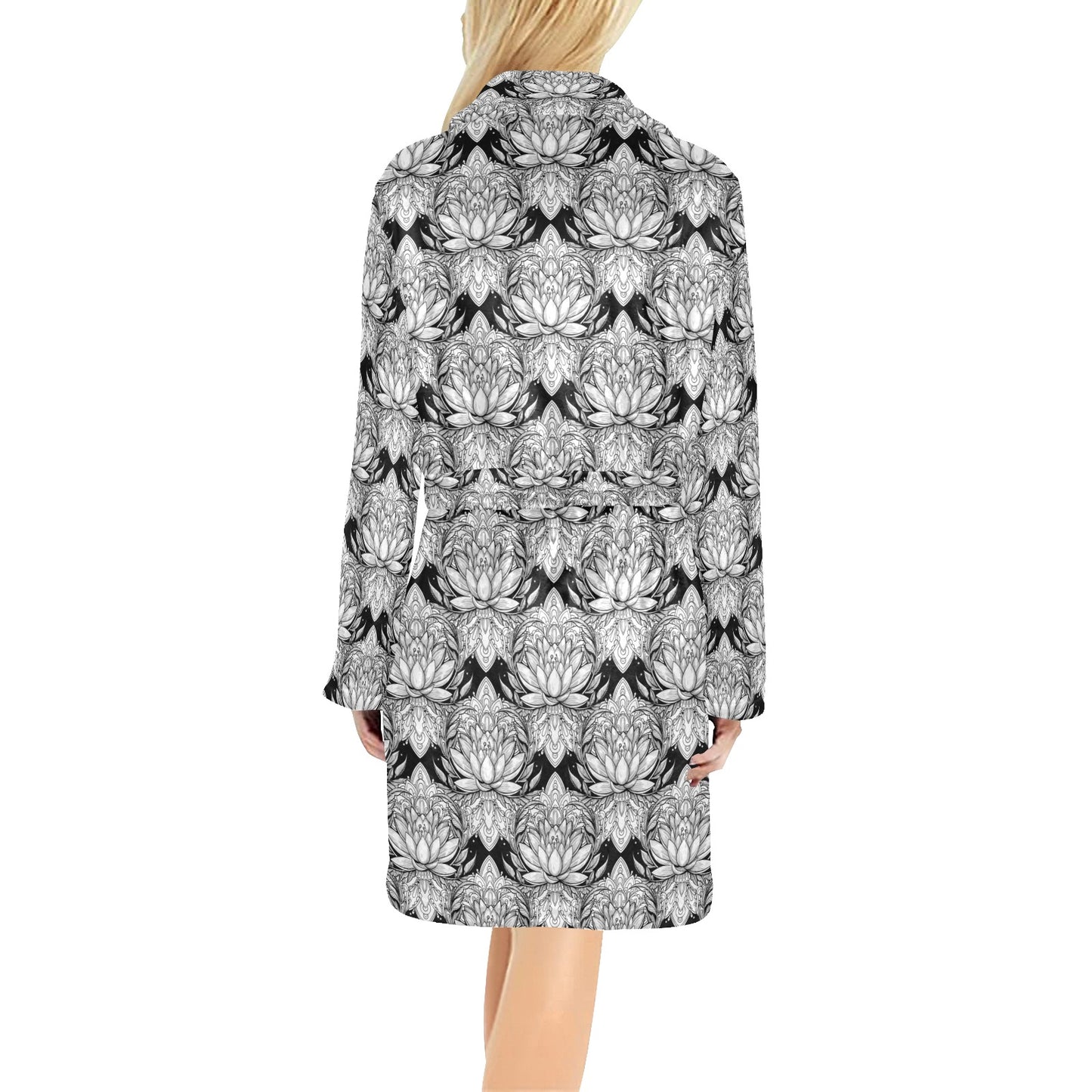 Lotus Mandala Print Pattern Women's Fleece Robe
