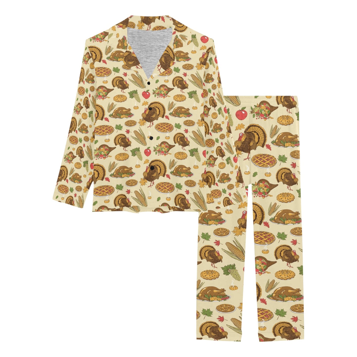 Thanksgiving Print Design LKS302 Women's Long Pajama Set
