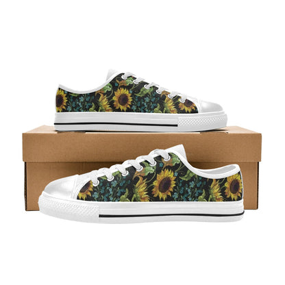 Sunflower Print Design LKS308 Women's White Low Top Shoes
