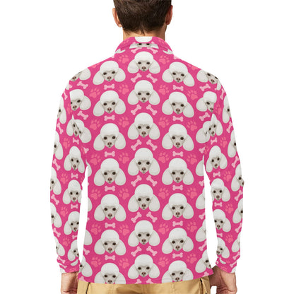 Poodle Pattern Print Design A04 Long Sleeve Polo Shirt For Men's