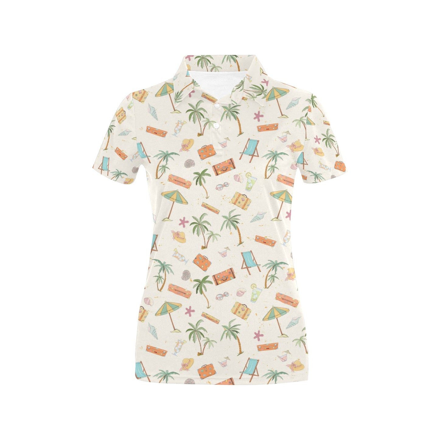 Beach Themed Pattern Print Design 05 Women's Polo Shirt