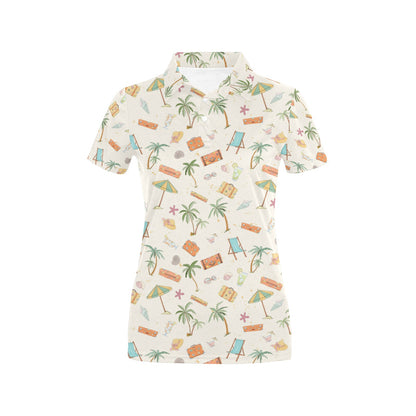 Beach Themed Pattern Print Design 05 Women's Polo Shirt