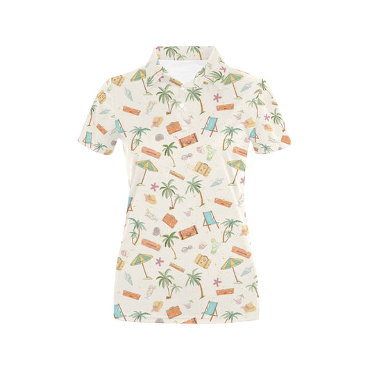 Beach Themed Pattern Print Design 05 Women's Polo Shirt