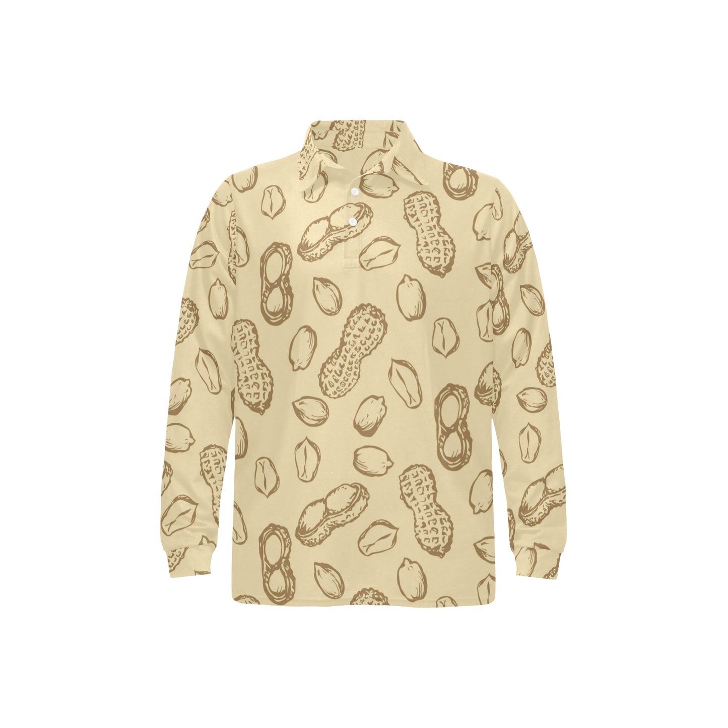 Peanut Pattern Print Design A02 Long Sleeve Polo Shirt For Men's