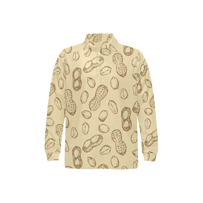 Peanut Pattern Print Design A02 Long Sleeve Polo Shirt For Men's