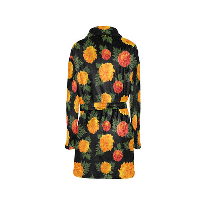 Marigold Pattern Print Design MR05 Women's Fleece Robe