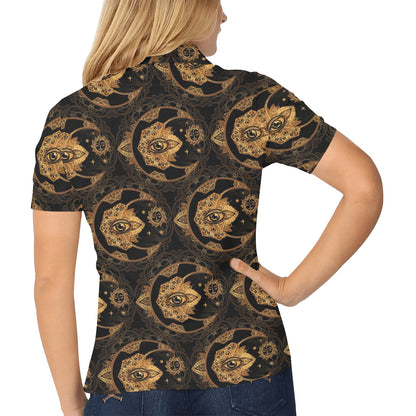 Sun Moon mandala Third eye Women's Polo Shirt