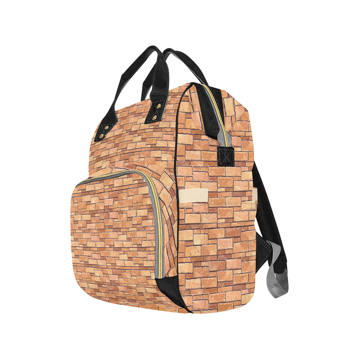 Brick Pattern Print Design 01 Diaper Bag Backpack