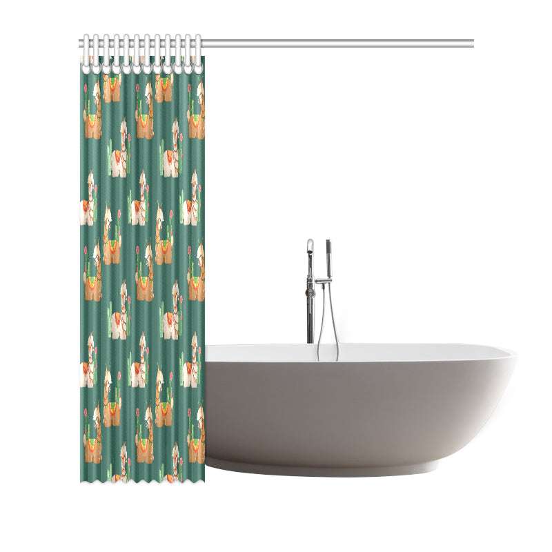 Llama Cactus Pattern Print Design 07 Shower Curtain