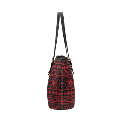 Native American Eagle Themed Print Leather Tote Bag