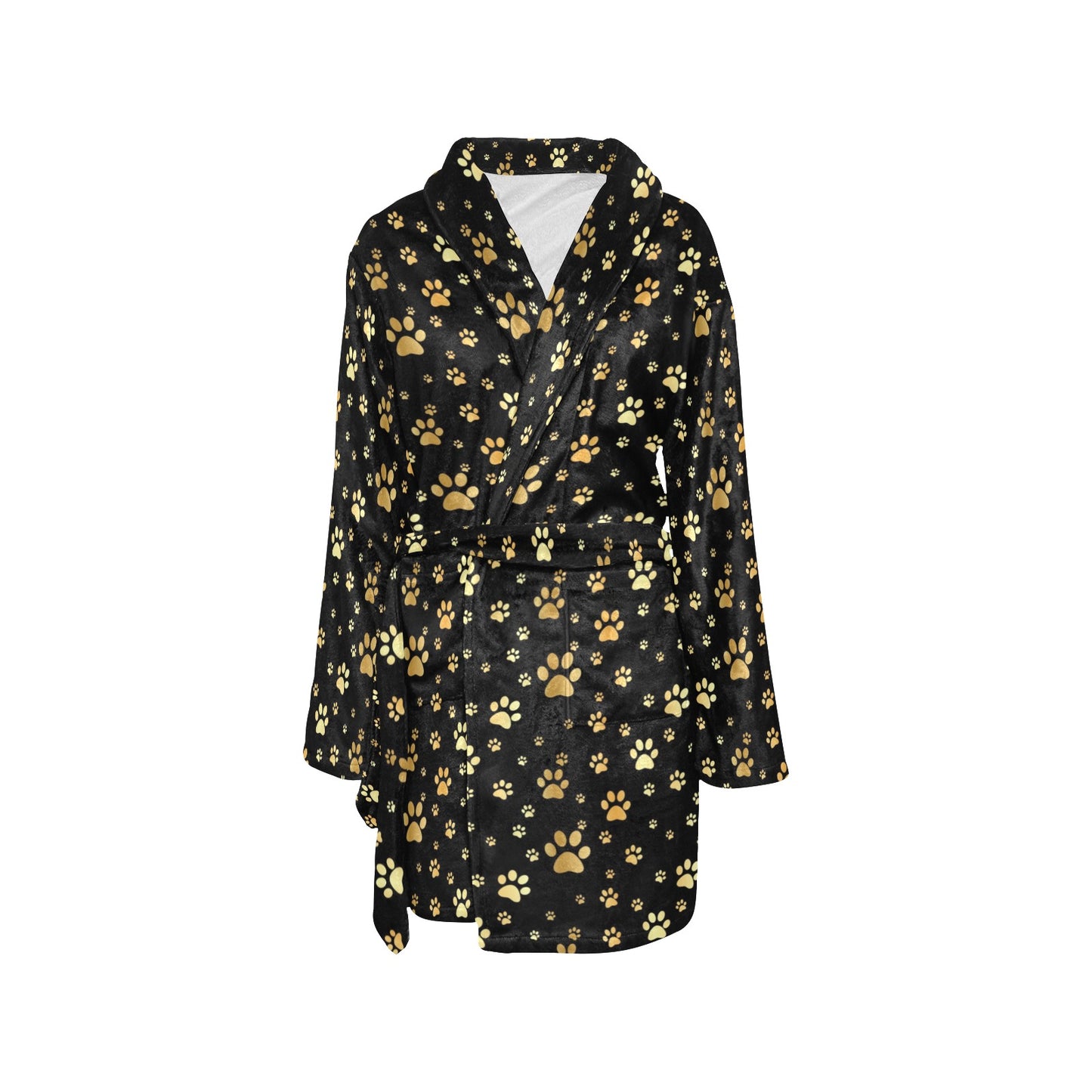 Paw Gold Print Women's Fleece Robe