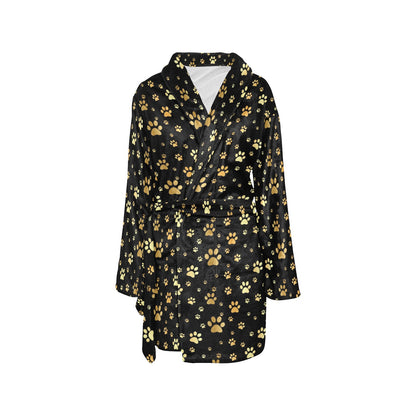 Paw Gold Print Women's Fleece Robe