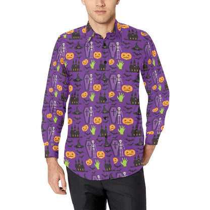 Halloween Print Design LKS403 Men's Long Sleeve Dress Shirt