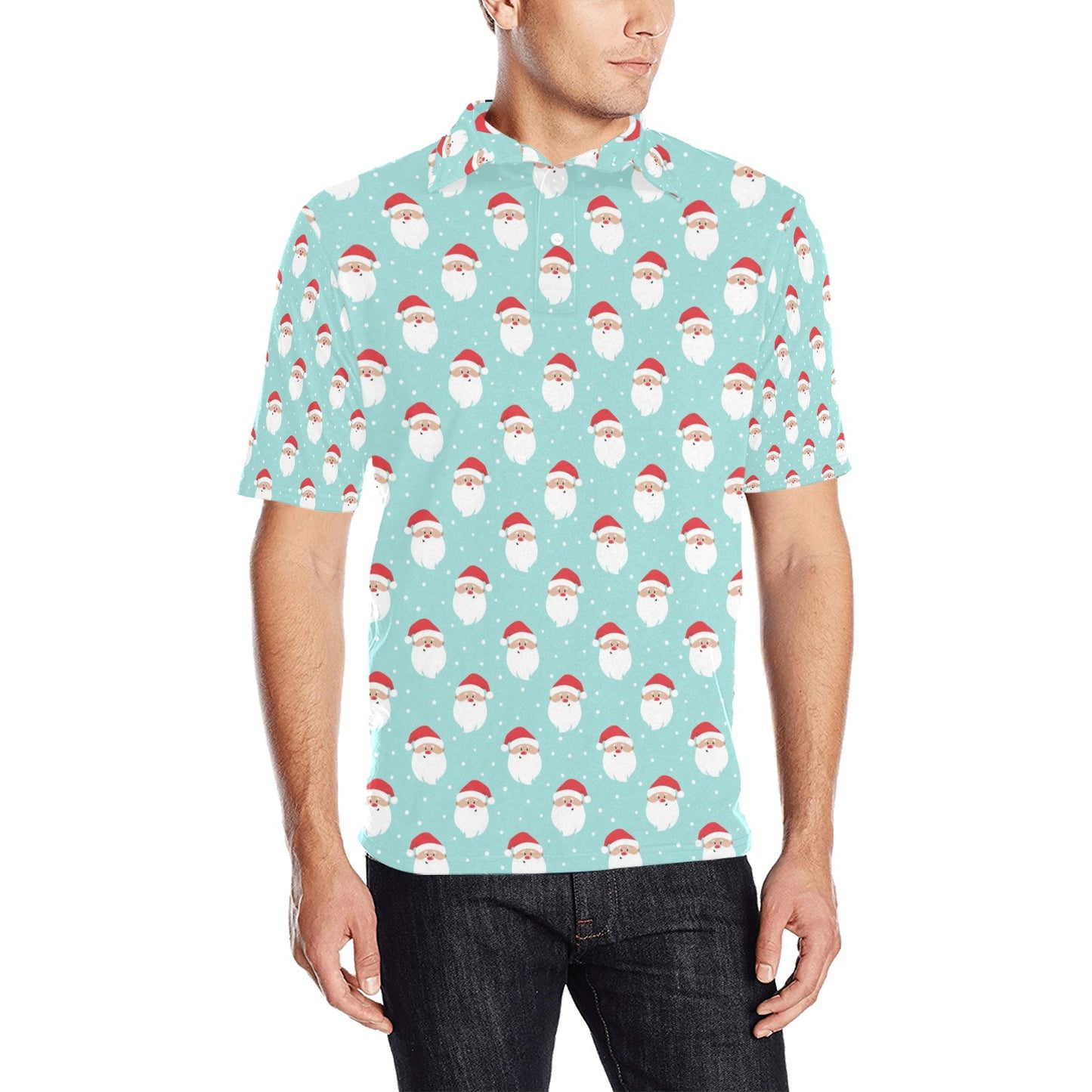 Santa Print Design LKS308 Men Polo Shirt