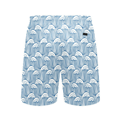 Wave Print Design LKS306 Men's Swim Trunks Beach Shorts