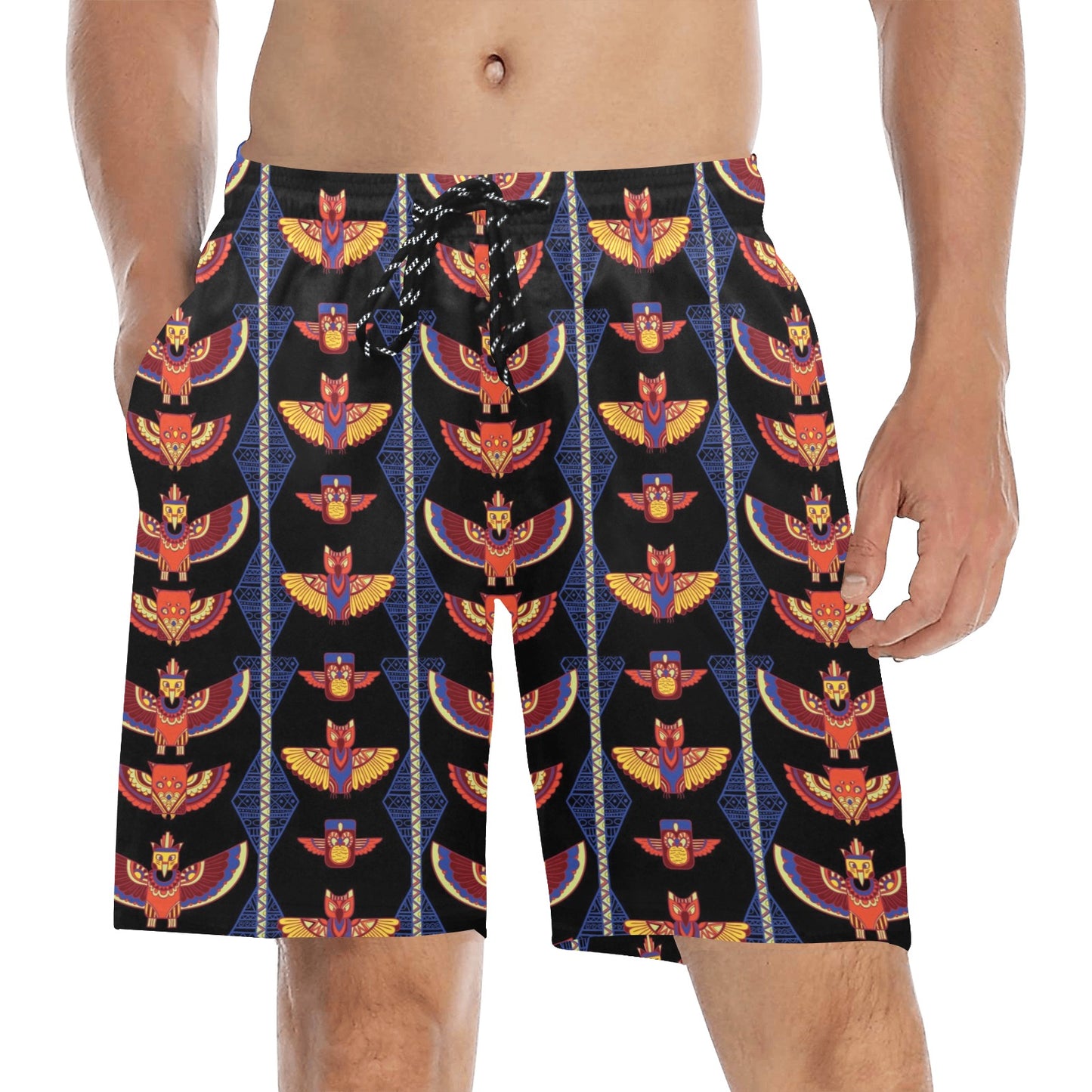 Totem Print Design LKS301 Men's Swim Trunks Beach Shorts
