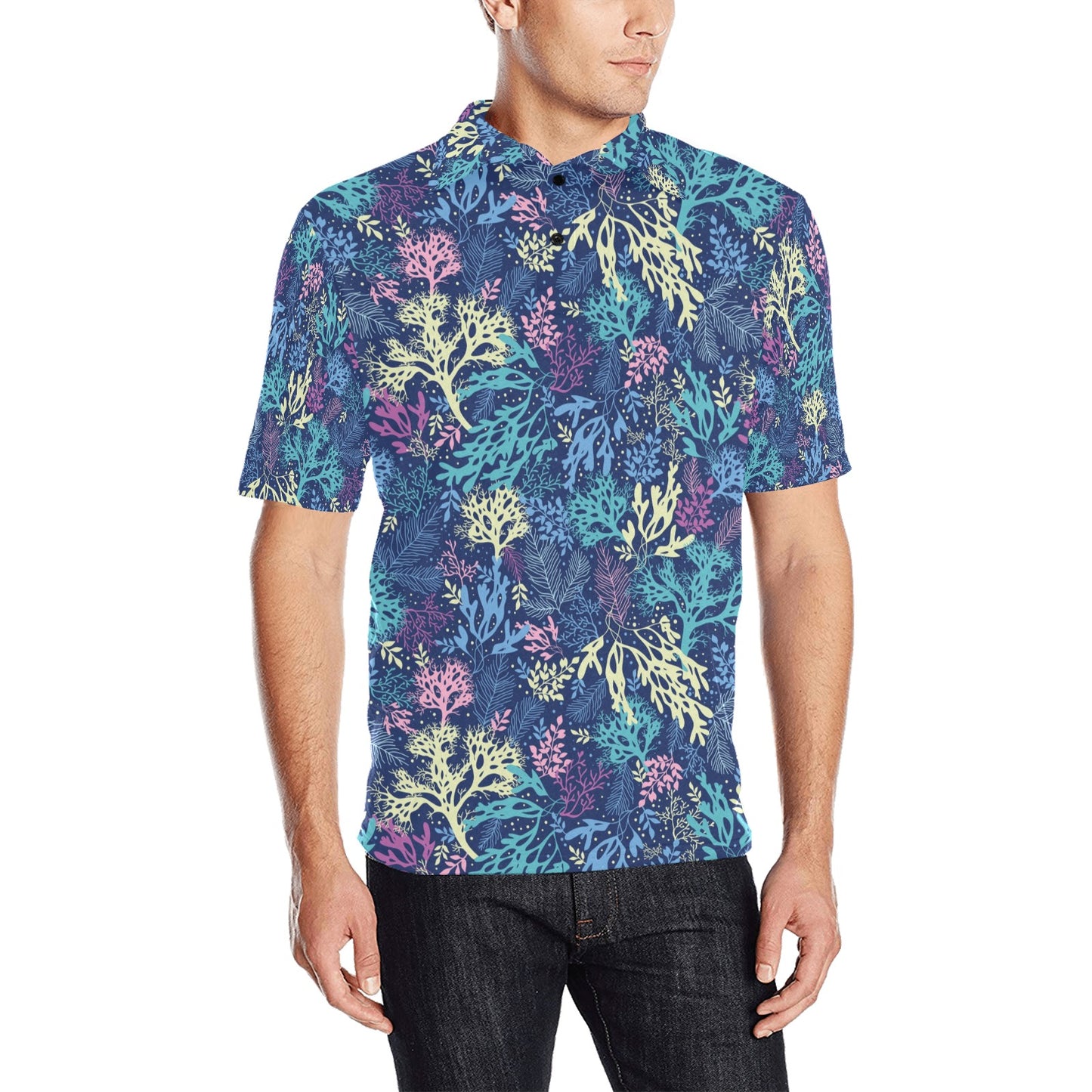 Seaweed Print Design LKS301 Men Polo Shirt