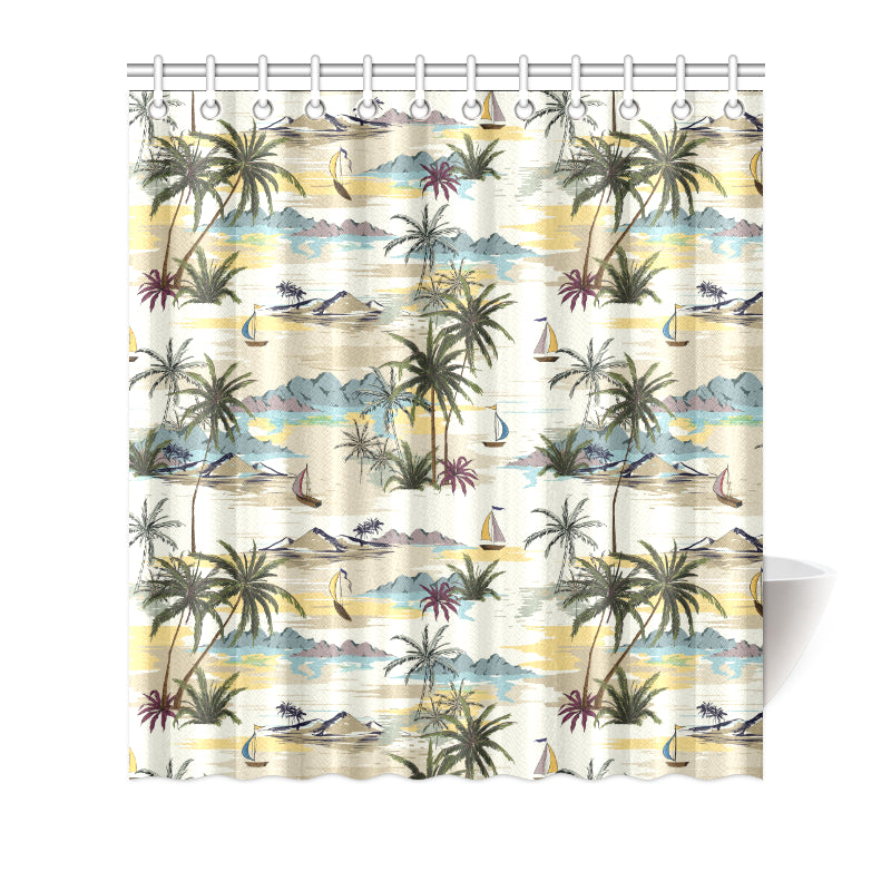 Palm Tree Beach Print Shower Curtain