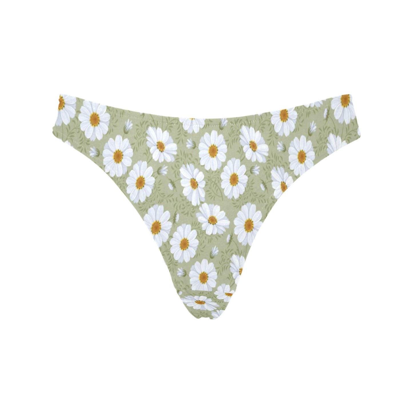Daisy Yellow Print Pattern Women's Thongs