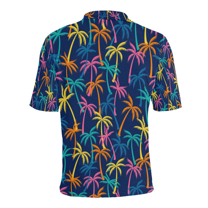 Palm Tree Pattern Print Design PT013 Men Polo Shirt