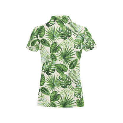 Palm Leaf Pattern Print Design A01 Women's Polo Shirt