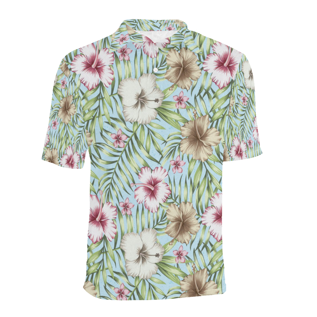 Tropical Flower Pattern Print Design TF05 Men Polo Shirt