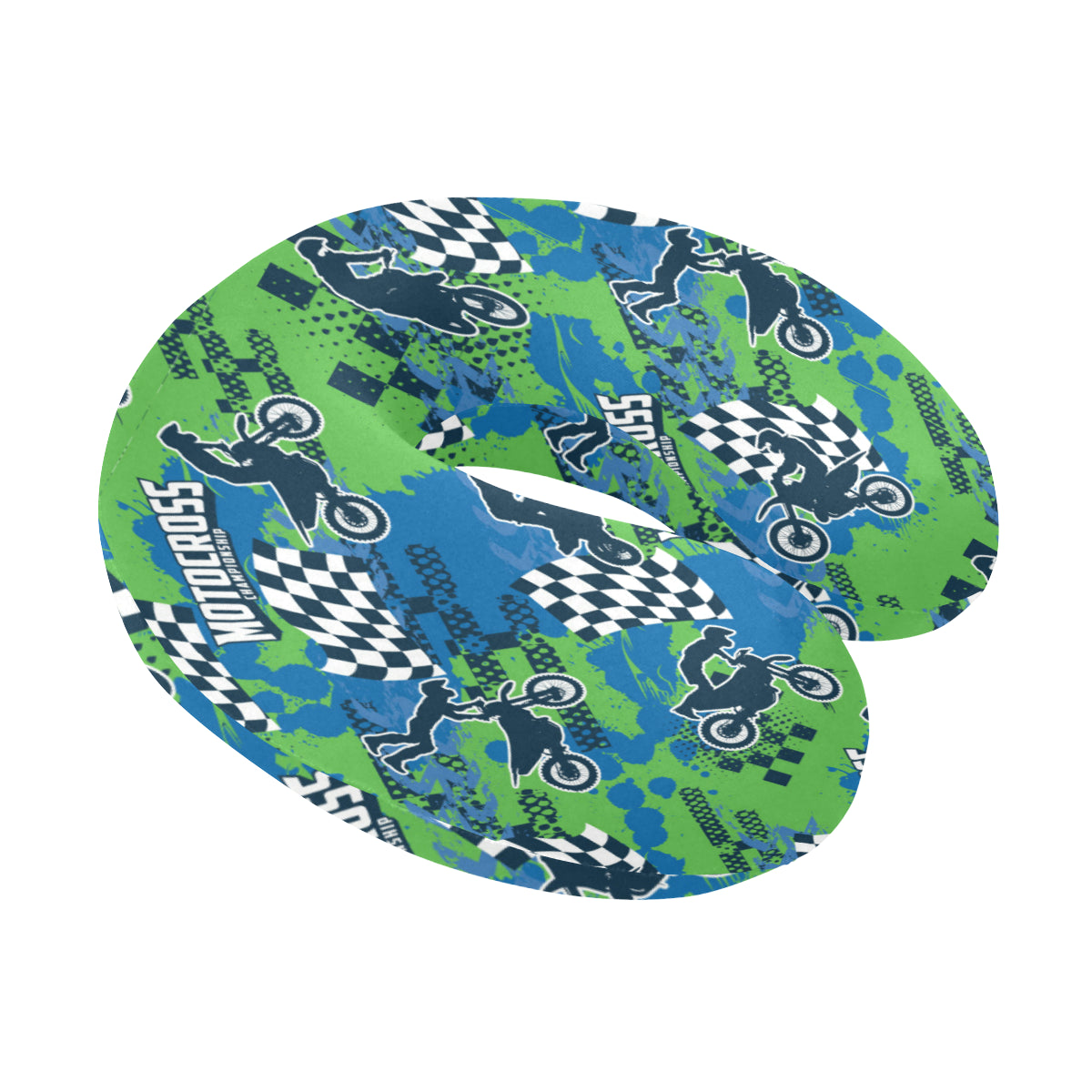 Motocross Pattern Print Design 04 U-Shaped Travel Neck Pillow