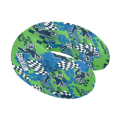 Motocross Pattern Print Design 04 U-Shaped Travel Neck Pillow