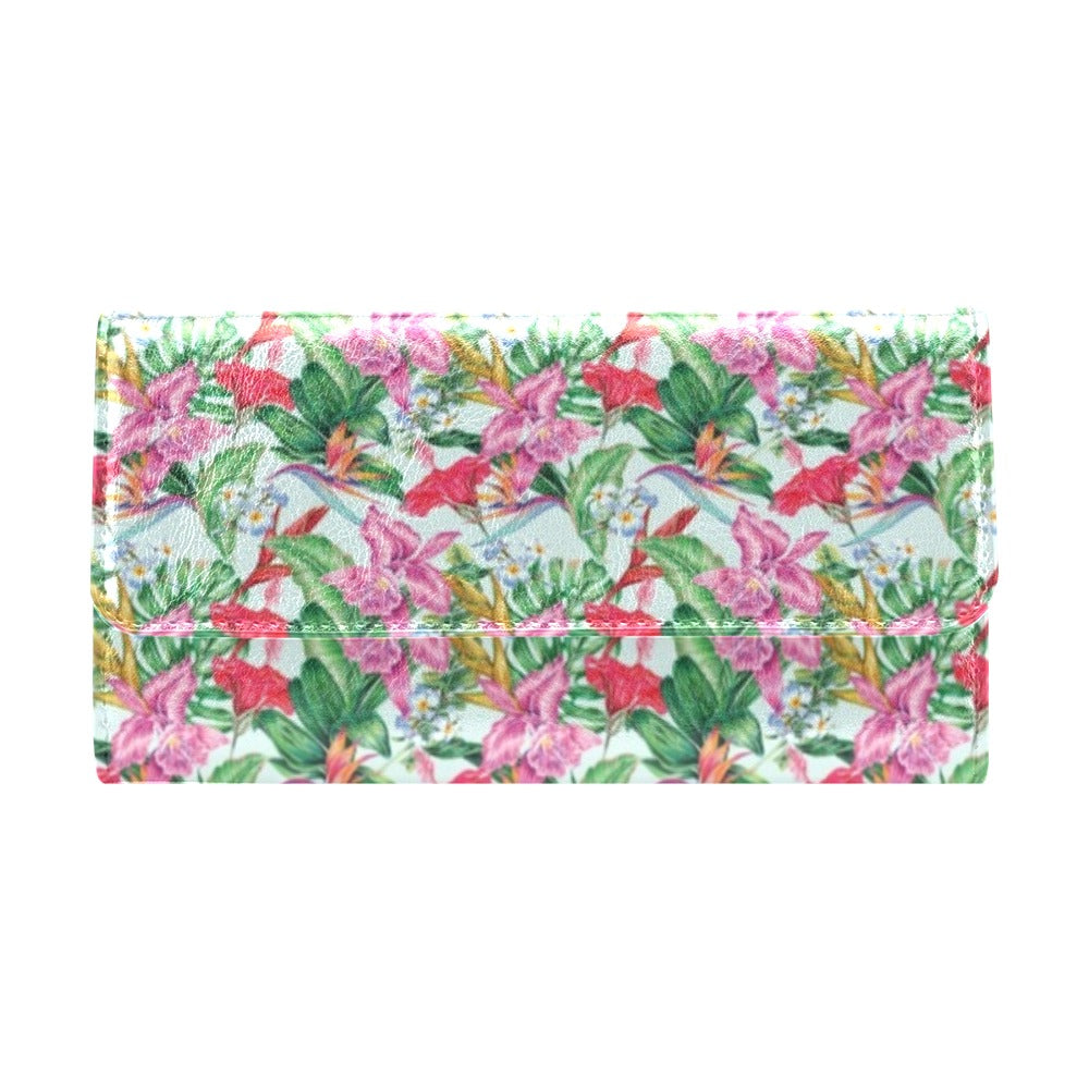 Tropical Flower Print Design LKS304 Women's Trifold Wallet