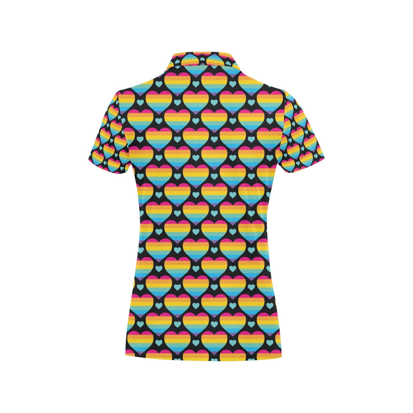 Rainbow Heart Print Pattern Women's Polo Shirt