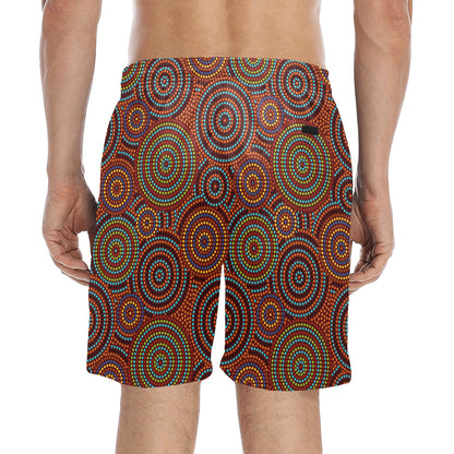 Aboriginal Print Design LKS403 Men's Swim Trunks Beach Shorts