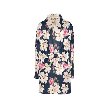 Lily Pattern Print Design LY04 Women's Fleece Robe