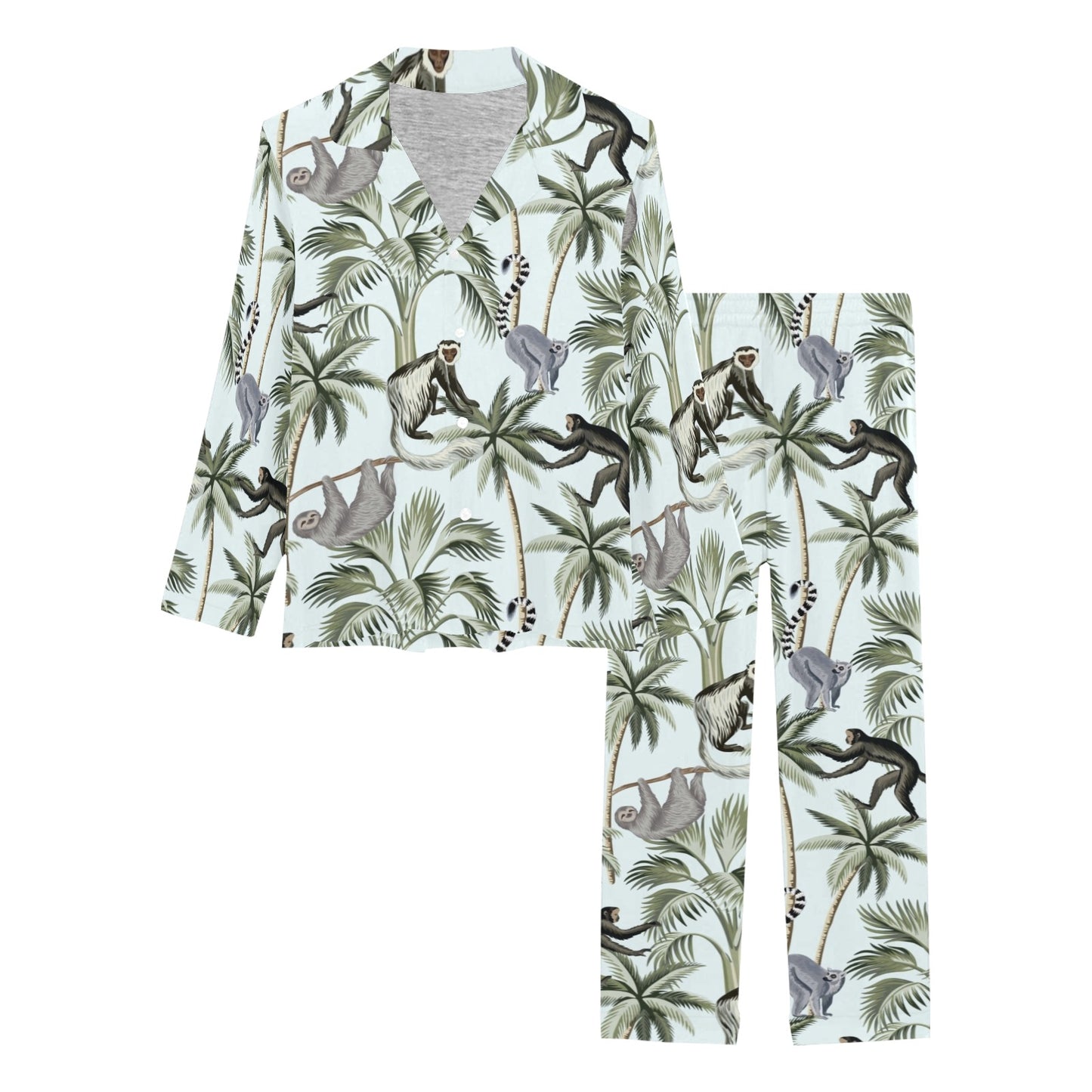 Rainforest Pattern Print Design RF04 Women's Long Pajama Set