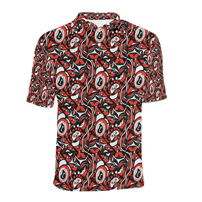 Native North American Themed Print Men Polo Shirt