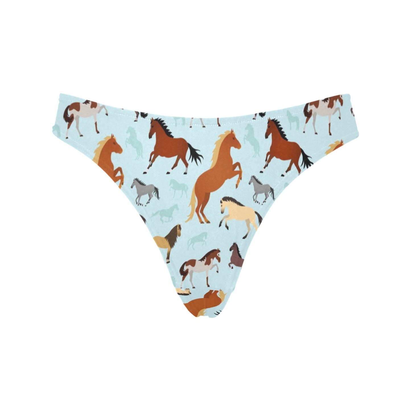 Horse Cute Themed Pattern Print Women's Thongs