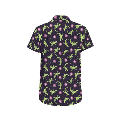 lizard Print Design LKS402 Men Short Sleeve Button Up Shirt