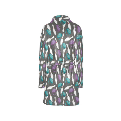 Bowling Pattern Print Design 03 Women's Fleece Robe