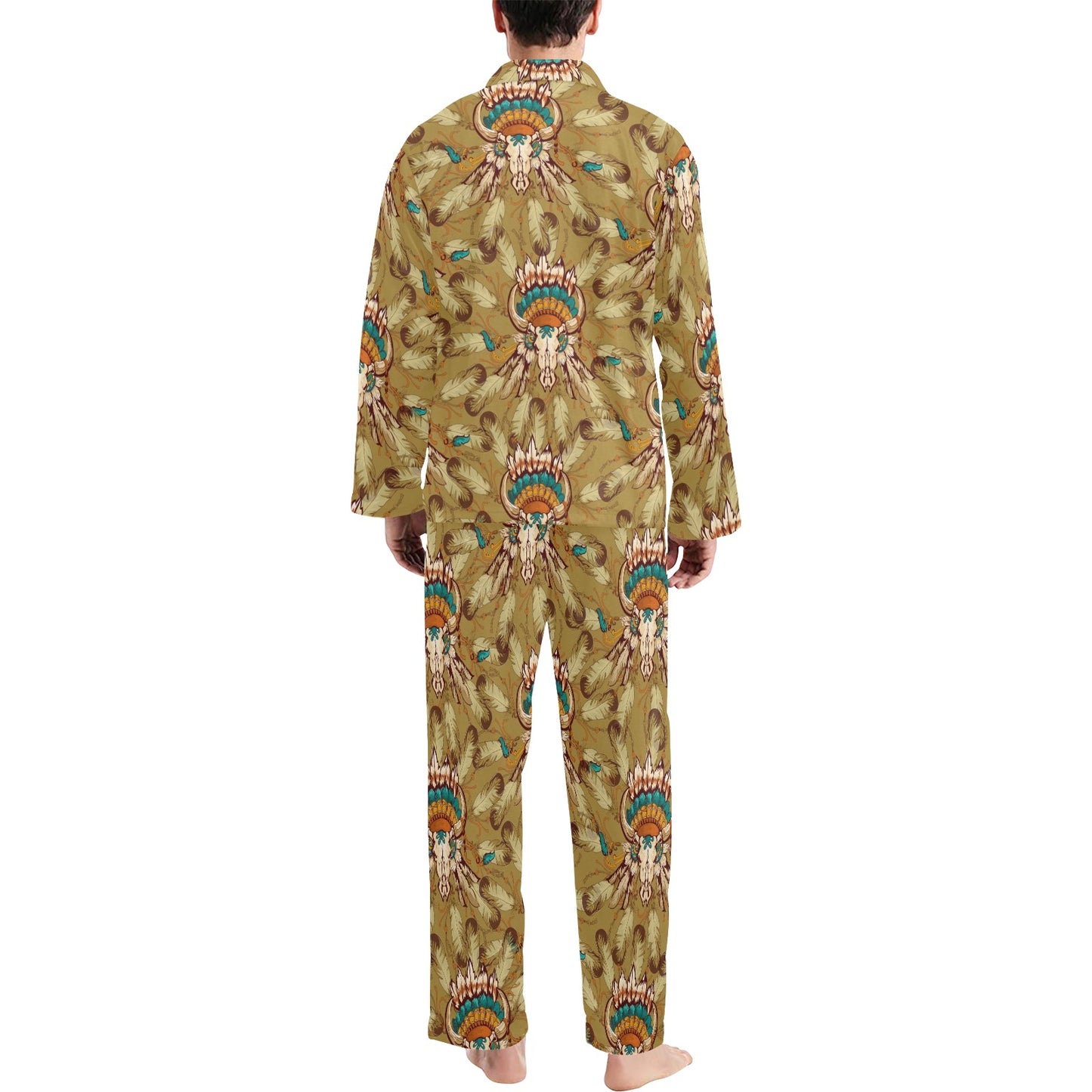 Native Indian Buffalo head Men's Long Pajama Set