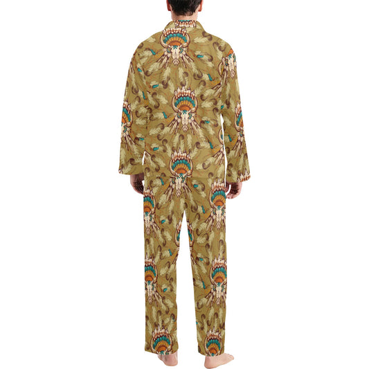 Native Indian Buffalo head Men's Long Pajama Set