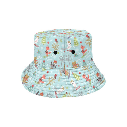 Ski Fox Cute Print Design LKS303 Unisex Bucket Hat