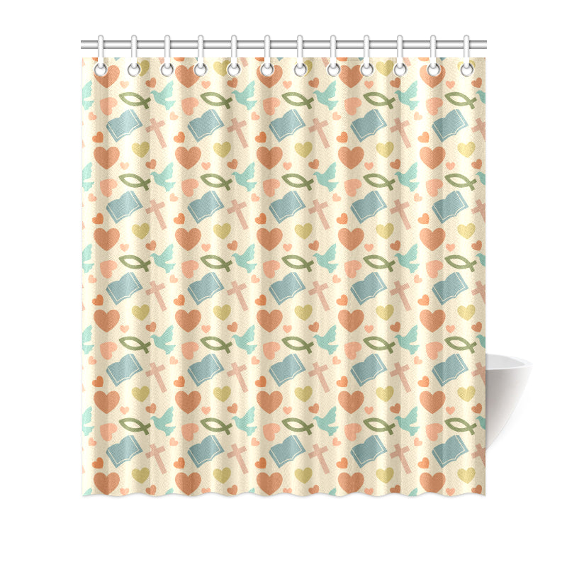 Christian Symbol Pattern Shower Curtain