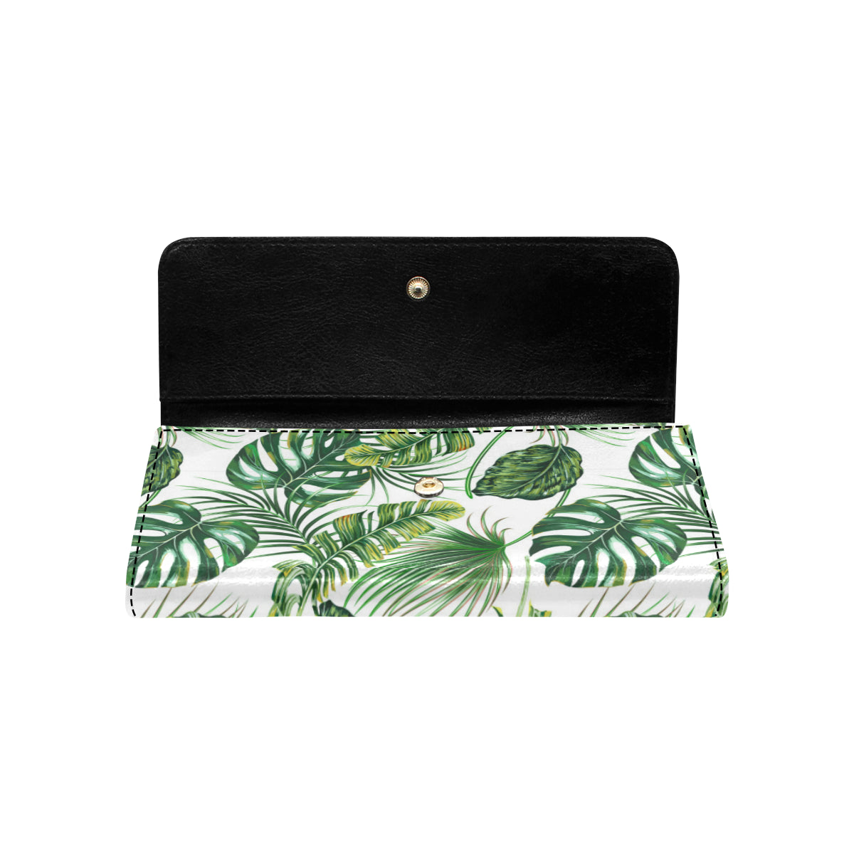 Green Pattern Tropical Palm Leaves Women's Trifold Wallet