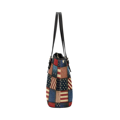 American flag Patchwork Design Leather Tote Bag