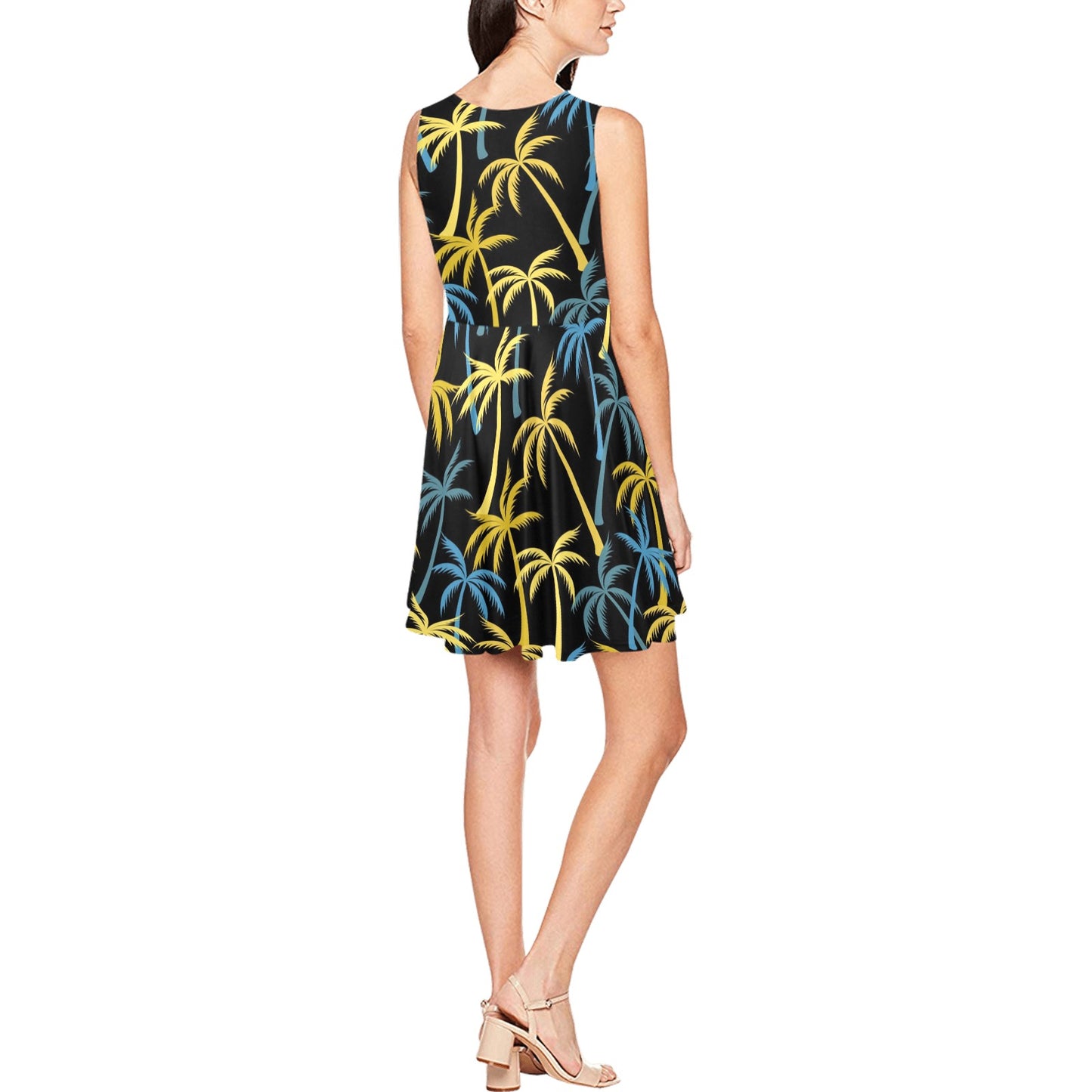Palm Tree Pattern Sleeveless Dress