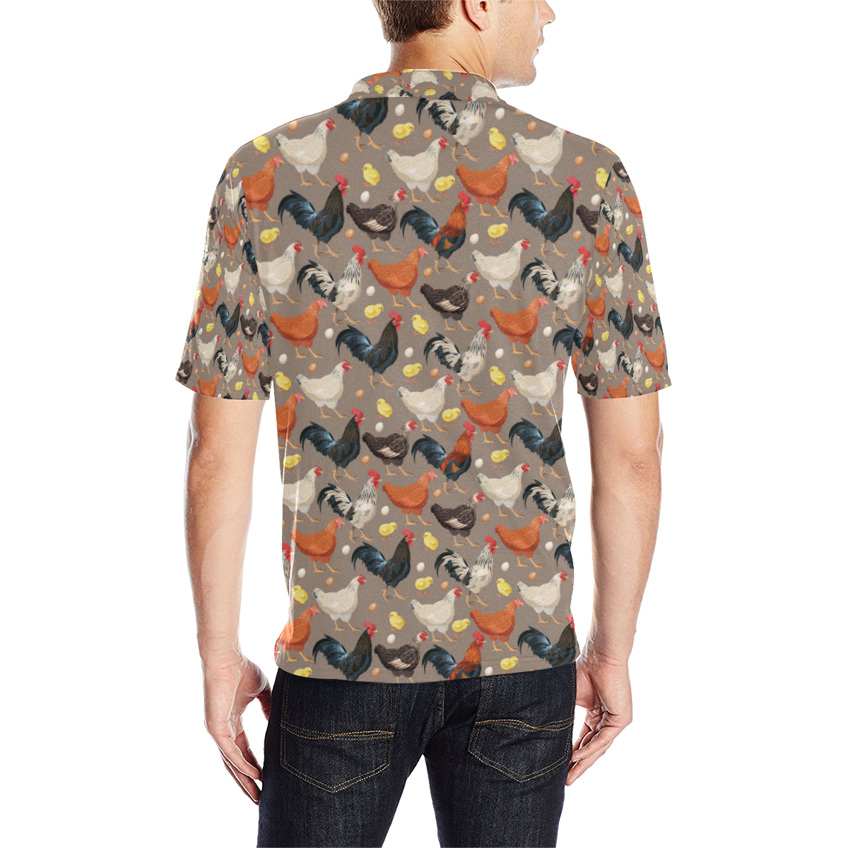 Chicken Evolution Pattern Men Polo Shirt
