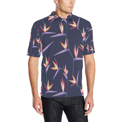 Bird Of Paradise Pattern Print Design BOP015 Men Polo Shirt